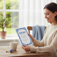 Mexicaanse Talavera Blauwe Baby Shower Uitnodiging