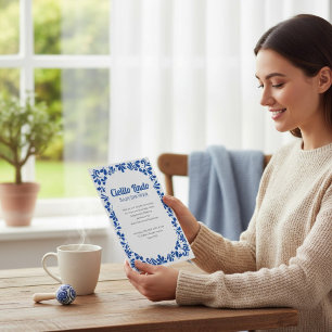 Mexicaanse Talavera Blauwe Baby Shower Uitnodiging