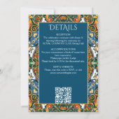 Mexicaanse Talavera blauwgroen elegante bruiloft m Kaart (Achterkant)