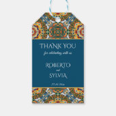Mexicaanse Talavera blauwgroen elegante huwelijksg Cadeaulabel (Voorkant)