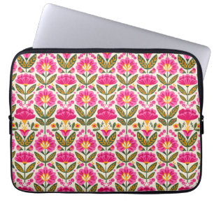 Mexicaanse Talavera Bloemen Retro Roze Botanisch Laptop Sleeve
