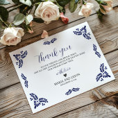 Mexicaanse Talavera Blue Floral Minimalist Wedding Bedankkaart