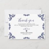 Mexicaanse Talavera Blue Floral Minimalist Wedding Bedankkaart (Voorkant)