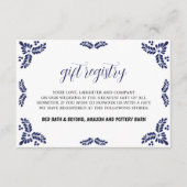 Mexicaanse Talavera Blue Floral Minimalist Wedding Informatiekaartje (Voorkant)