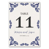 Mexicaanse Talavera Blue Floral Minimalist Wedding Kaart (Voorkant)