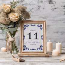 Mexicaanse Talavera Blue Floral Minimalist Wedding