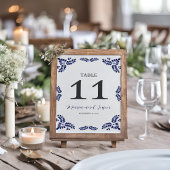 Mexicaanse Talavera Blue Floral Minimalist Wedding Kaart