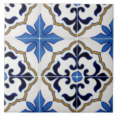 Mexicaanse Talavera Blue Pattern Ceramic Photo Til Tegeltje (Voorkant)