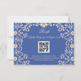 Mexicaanse Talavera Blue Wedding QR RSVP Kaartje