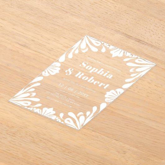 Mexicaanse Talavera bruiloft Acryl Uitnodigingen (Laagn)