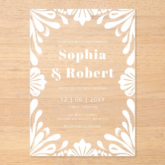 Mexicaanse Talavera bruiloft Acryl Uitnodigingen (Voorkant)