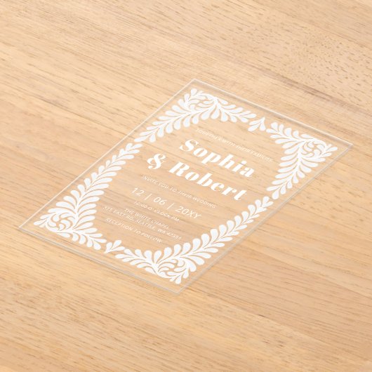 Mexicaanse Talavera bruiloft Acryl Uitnodigingen (Laagn)