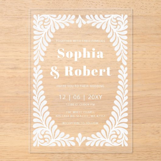 Mexicaanse Talavera bruiloft Acryl Uitnodigingen (Voorkant)