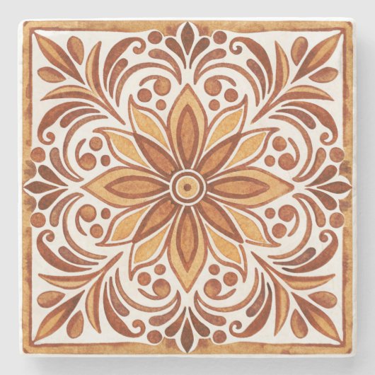 Mexicaanse Talavera bruin elegante huwelijksgunste Stenen Onderzetter (Voorkant)