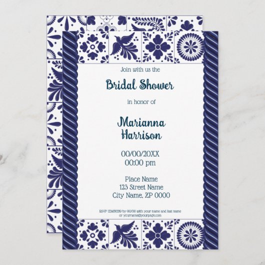 Mexicaanse Talavera Design Bridal Shower Kaart (Voorkant / Achterkant)