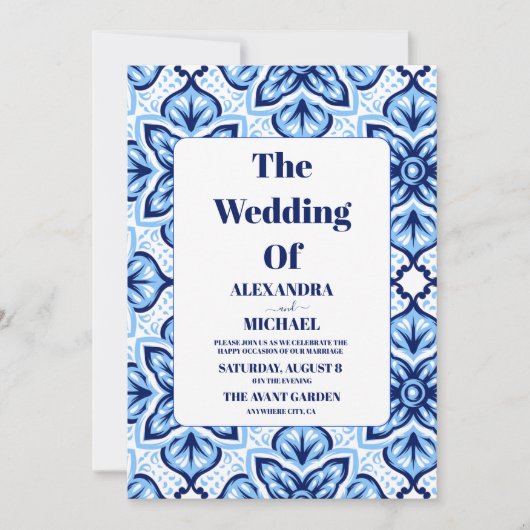 Mexicaanse Talavera Design Bruiloft Kaart (Voorkant)