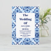 Mexicaanse Talavera Design Bruiloft Kaart (Staand voorkant)