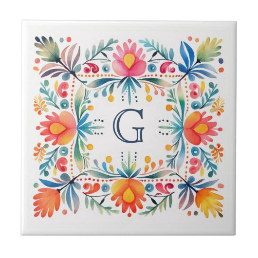 Mexicaanse Talavera Geïnspireerd Hacienda Style Te Tegeltje (Voorkant)