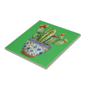 Mexicaanse Talavera Hacienda Style Cactus Tegel Tegeltje (Zijkant)