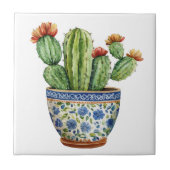 Mexicaanse Talavera Hacienda Style Cactus Tegel Wi Tegeltje (Voorkant)