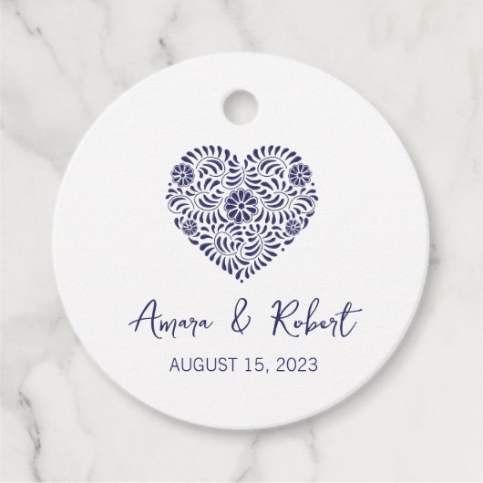 Mexicaanse Talavera hart Bedankjes Labels (Voorkant)