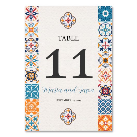 Mexicaanse Talavera Kleurrijke Floral Fiesta bruil Kaart (Voorkant)