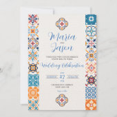 Mexicaanse Talavera Kleurrijke Floral Fiesta bruil Kaart (Voorkant)