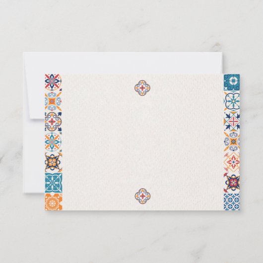 Mexicaanse Talavera Kleurrijke Floral Fiesta bruil RSVP Kaartje (Achterkant)