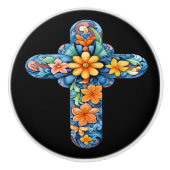 Mexicaanse Talavera Kruis Keramische Knop (Voorkant)