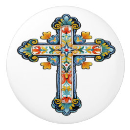 Mexicaanse Talavera Kruis Keramische Knop