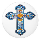 Mexicaanse Talavera Kruis Keramische Knop (Voorkant)