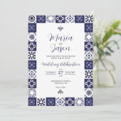 Mexicaanse Talavera Majolica Navy Blauwe Witte Bru Kaart (Staand voorkant)
