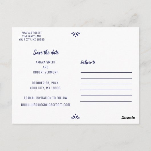 MEXICAANSE TALAVERA SAVE THE DATE BRIEFKAART (Achterkant)