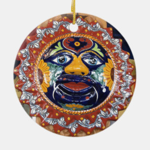 Mexicaanse Talavera-stijl zon Keramisch Ornament