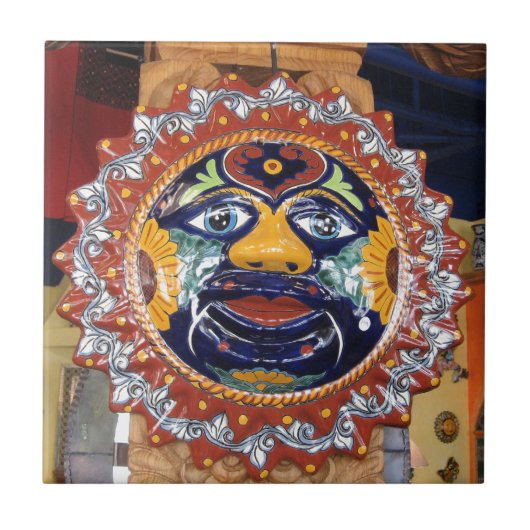 Mexicaanse Talavera-stijl zon Tegeltje (Voorkant)