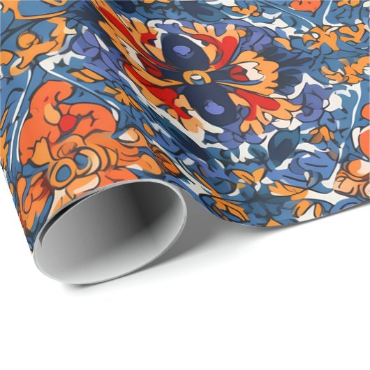 Mexicaanse Talavera Tegel Pottery Oranje Blue Cadeaupapier (Rol Hoek)