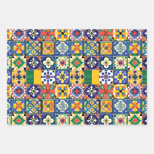 Mexicaanse Talavera Tegel Spaans Fiesta Inpakpapier Vel (Voorkant 3)
