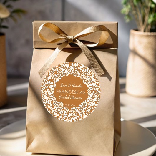 Mexicaanse talavera terracotta bruidsdouche favori ronde sticker