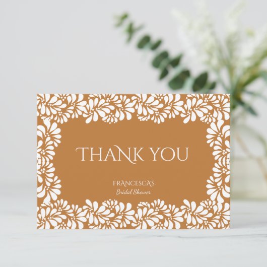 Mexicaanse talavera terracotta vrijgezellenfeest bedankkaart (Staand voorkant)