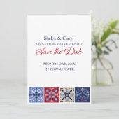Mexicaanse Talavera Tile Wedding Save the Date (Staand voorkant)