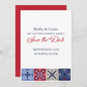 Mexicaanse Talavera Tile Wedding Save the Date (Voorkant / Achterkant)