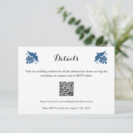 Mexicaanse Talavera Wedding Details Kaart (Staand voorkant)