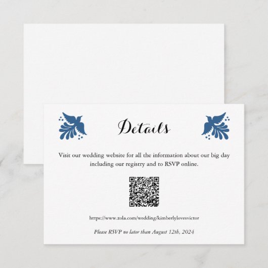 Mexicaanse Talavera Wedding Details Kaart (Voorkant / Achterkant)