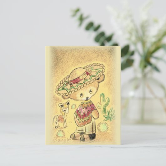 Mexicaanse Teddy Bear in Sombrero Briefkaart (Staand voorkant)