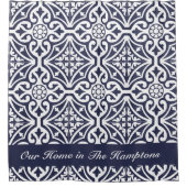 Mexicaanse Tegel Blauw en wit Lake House Decor Douchegordijn (Voorkant)
