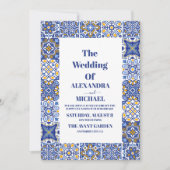 Mexicaanse Tegel Bloemenbruiloft Kaart (Voorkant)