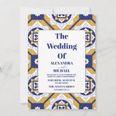 Mexicaanse Tegel Bloemenbruiloft Kaart (Voorkant)