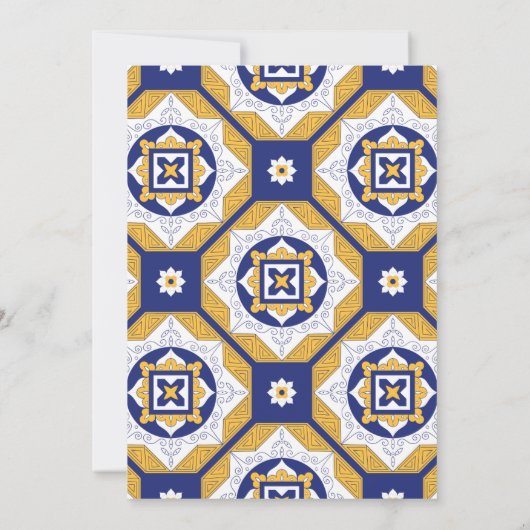 Mexicaanse Tegel Bloemenbruiloft Kaart (Achterkant)