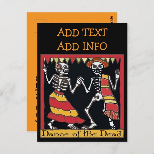 Mexicaanse Tegel, dans van de doden Briefkaart (Voorkant / Achterkant)