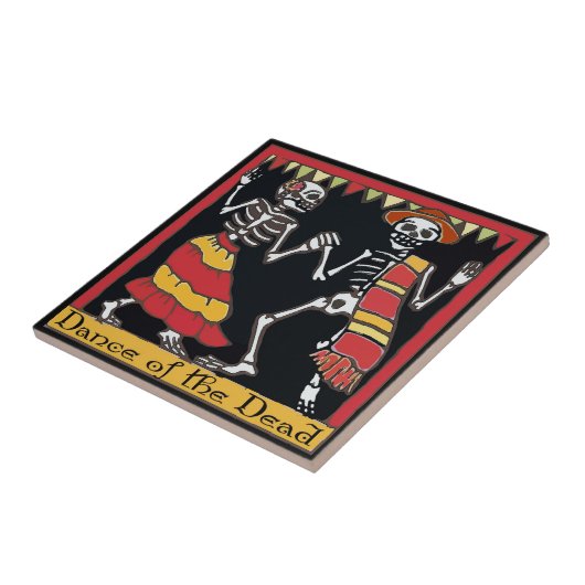 Mexicaanse Tegel, dans van de doden Tegeltje (Zijkant)